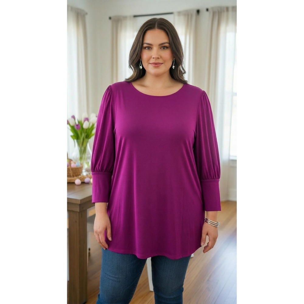 Womens Plus Size 14/16 Top Pinky Purple 3/4 Sleeve Casual Career‎